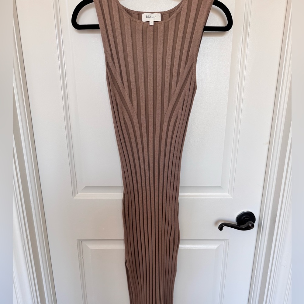 Bohme Brown Sleeveless Ribbed Dress - Picture 2 of 8